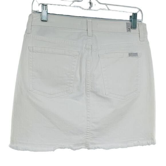 7 FOR ALL MANKIND | 7FAM White Denim A-Lined Mini Skirt Frayed Hem 28 (4-6) - Picture 6 of 12